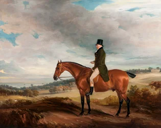 Ruiterportret van Andrew Berkeley Drummond in Cadland Park, 1822